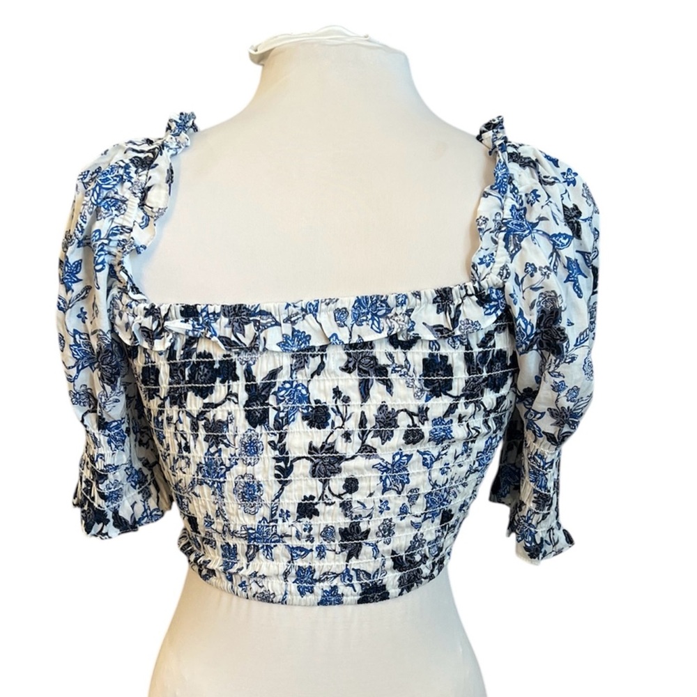 Misa Los Angeles Abbey Smocked Square-Neck Crop Top - Small - Picture 4 of 7